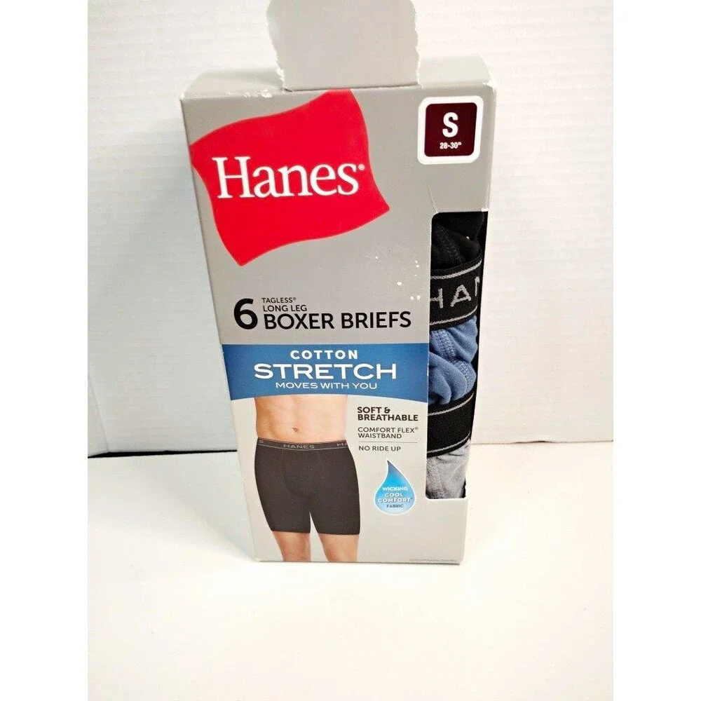 Hanes Comfort Flex Tagless Stretch Breathable Boxer Briefs 6-boxers Solid S